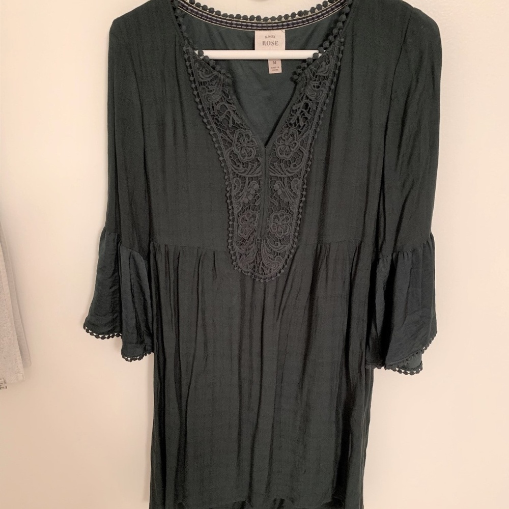Flowy Babydoll Dark Green Dress